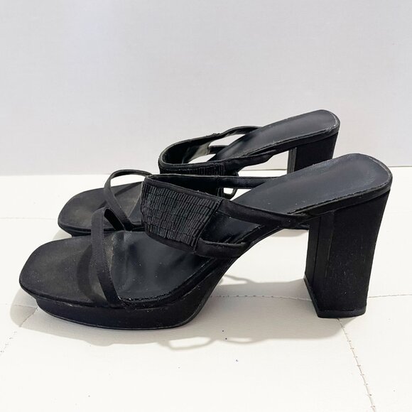 Nine West Black Vintage Block Heels Sandals w/Strap Embellishments | Size 10M - Picture 4 of 9